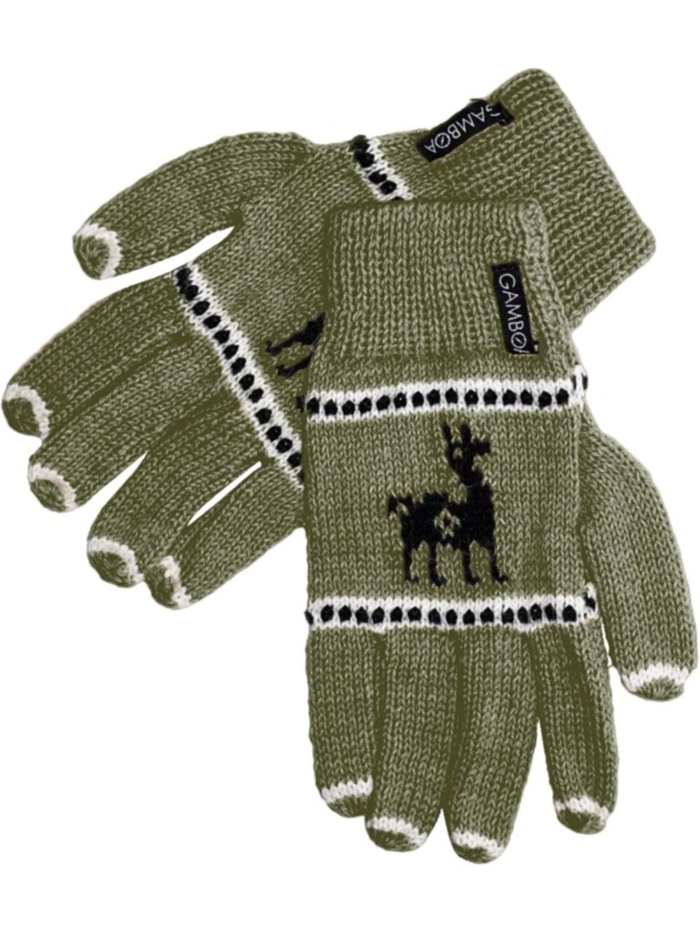 Women's Dark Green Llama Wool Winter Knit Mittens Softness Warmth Thermal Gloves
